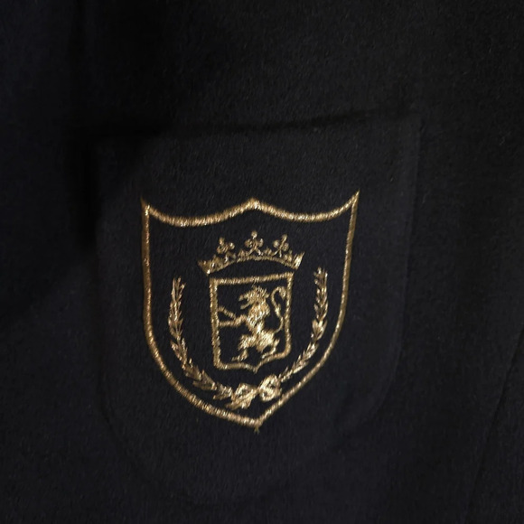 Vintage Leslie Fay Coat of Arms Blazer Size 16 Wool Cashmere Blend Goth Preppy - Picture 2 of 9